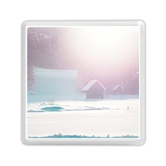 Winter Day Pink Mood Cottages Memory Card Reader (square)  by Nexatart