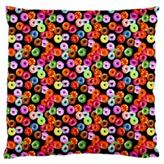 Colorful Yummy Donuts Pattern Large Flano Cushion Case (two Sides) by EDDArt