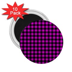 Lumberjack Fabric Pattern Pink Black 2 25  Magnets (10 Pack)  by EDDArt