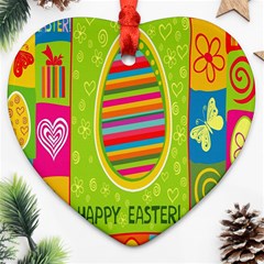 Happy Easter Butterfly Love Flower Floral Color Rainbow Heart Ornament (two Sides) by Mariart