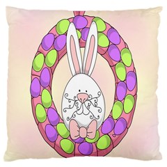 Make An Easter Egg Wreath Rabbit Face Cute Pink White Large Cushion Case (two Sides) by Mariart