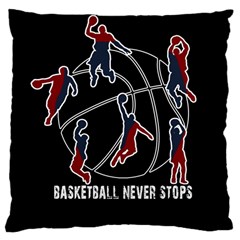 Basketball Never Stops Large Cushion Case (two Sides) by Valentinaart