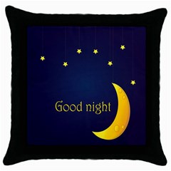 Star Moon Good Night Blue Sky Yellow Light Throw Pillow Case (black) by Mariart