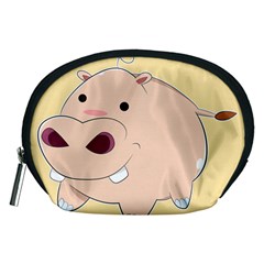 Happy Cartoon Baby Hippo Accessory Pouches (medium)  by Catifornia