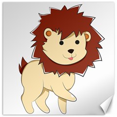 Happy Cartoon Baby Lion Canvas 12  X 12   by Catifornia