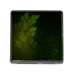 Beautiful Fractal Pines In The Misty Spring Night Memory Card Reader (square) by jayaprime