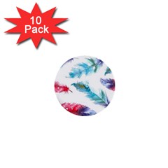 Watercolor Feather Background 1  Mini Buttons (10 Pack)  by LimeGreenFlamingo