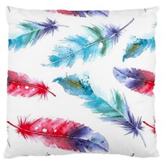 Watercolor Feather Background Large Cushion Case (two Sides) by LimeGreenFlamingo