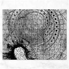 Fragmented Fractal Memories And Gunpowder Glass Rectangular Jigsaw Puzzl by jayaprime