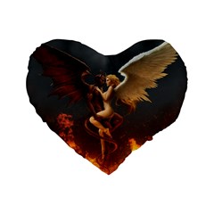 Angels Wings Curious Hell Heaven Standard 16  Premium Heart Shape Cushions by BangZart
