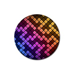 Abstract Small Block Pattern Rubber Round Coaster (4 Pack)  by BangZart