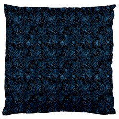 Blue Flower Glitter Look Large Flano Cushion Case (two Sides) by gatterwe