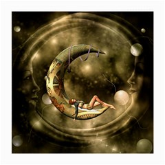 Steampunk Lady  In The Night With Moons Medium Glasses Cloth by FantasyWorld7