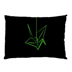 Origami Light Bird Neon Green Black Pillow Case (two Sides) by Mariart