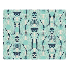 Skull Skeleton Repeat Pattern Subtle Rib Cages Bone Monster Halloween Double Sided Flano Blanket (large)  by Mariart