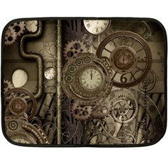 Stemapunk Design With Clocks And Gears Double Sided Fleece Blanket (mini)  by FantasyWorld7