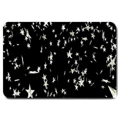 Falling Spinning Silver Stars Space White Black Large Doormat  by Mariart