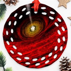 Black Red Space Hole Round Filigree Ornament (two Sides) by Mariart