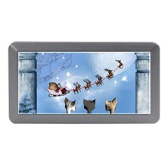 Christmas, Cute Cats Looking In The Sky To Santa Claus Memory Card Reader (mini) by FantasyWorld7