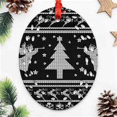 Ugly Christmas Sweater Oval Filigree Ornament (two Sides) by Valentinaart
