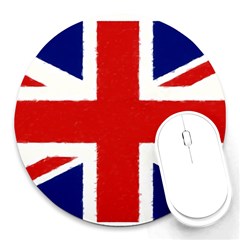 Union Jack Watercolor Drawing Art Round Mousepads by picsaspassion