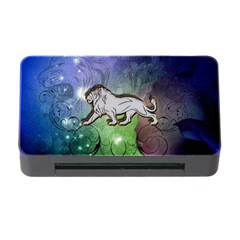Wonderful Lion Silhouette On Dark Colorful Background Memory Card Reader With Cf by FantasyWorld7