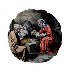 The Birth Of Christ Standard 15  Premium Round Cushions by Valentinaart
