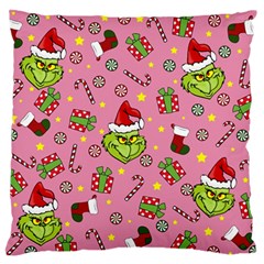 Grinch Pattern Large Flano Cushion Case (one Side) by Valentinaart