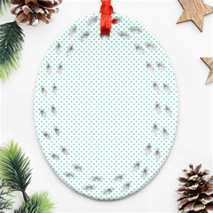 Tiffany Aqua Blue Candy Polkadot Hearts On White Ornament (oval Filigree) by PodArtist