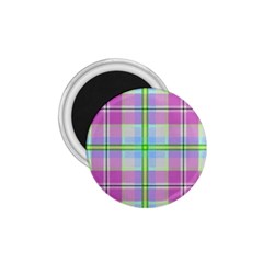 Pink And Blue Plaid 1 75  Magnets by allthingseveryone