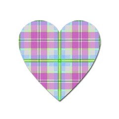 Pink And Blue Plaid Heart Magnet by allthingseveryone