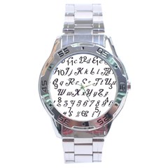 Font Lettering Alphabet Writing Stainless Steel Analogue Watch by Celenk