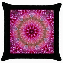 Flower Mandala Art Pink Abstract Throw Pillow Case (black) by Celenk