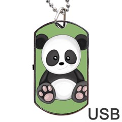Cute Panda Dog Tag Usb Flash (two Sides) by Valentinaart