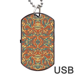 Multicolored Abstract Ornate Pattern Dog Tag Usb Flash (two Sides) by dflcprints