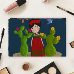Frida Kahlo Doll Cosmetic Bag (large)  by Valentinaart