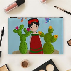 Frida Kahlo Doll Cosmetic Bag (large)  by Valentinaart