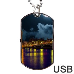 London Skyline England Landmark Dog Tag Usb Flash (two Sides) by Celenk