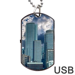 Tower Blocks Skyscraper City Modern Dog Tag Usb Flash (two Sides) by Celenk