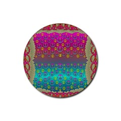 Years Of Peace Living In A Paradise Of Calm And Colors Rubber Coaster (round)  by pepitasart