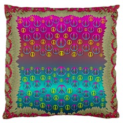 Years Of Peace Living In A Paradise Of Calm And Colors Large Cushion Case (two Sides) by pepitasart