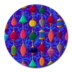 Colorful Background Stones Jewels Round Mousepads by Nexatart