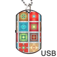Tiles Pattern Background Colorful Dog Tag Usb Flash (two Sides)