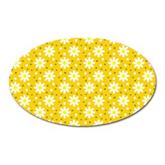 Daisy Dots Yellow Oval Magnet by snowwhitegirl