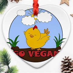 Go Vegan - Cute Chick  Heart Ornament (two Sides) by Valentinaart