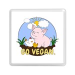 Go Vegan - Cute Pig and Chicken Memory Card Reader (Square)  Front