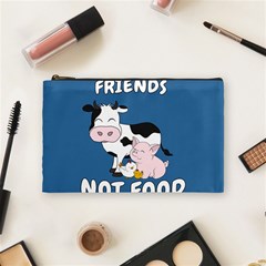 Friends Not Food - Cute Cow, Pig And Chicken Cosmetic Bag (medium)  by Valentinaart