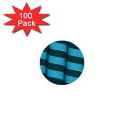Curtain Stripped Blue Creative 1  Mini Buttons (100 Pack)  by Nexatart