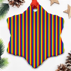 Vertical Gay Pride Rainbow Flag Pin Stripes Snowflake Ornament (two Sides) by PodArtist