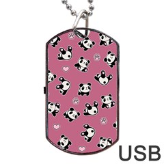 Panda Pattern Dog Tag Usb Flash (two Sides) by Valentinaart
